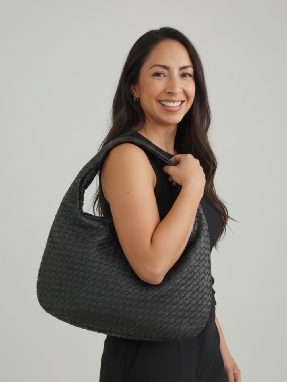 Black Woven Shoulder Bag